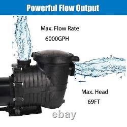 1 1/2HP Pool Pump Motor, Above/Inground, 110-240V, 6000GPH, 69FT Max, 1.5'' NPT, Wired