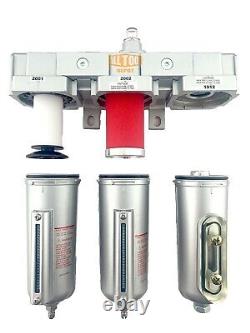 1/2 Heavy Duty Inline Compressed Air Filter Clean system 3 Stage Manual Drain