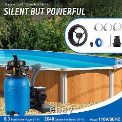 10 Sand Filter with 1/3HP Pool Pump 6 Way Valve Above Ground Pool Set with Stand