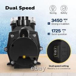 2.5HP In/Above Ground Swimming Pool Pump Self Primming Dual Speed 230V &Strainer