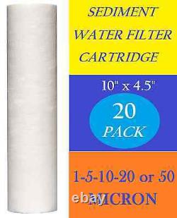 20 Pack 4.5 x 10 Sediment Cartridge Spun Polypropylene Water Filter