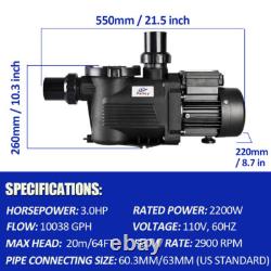 3.0 HP High Flow In/Above Ground Swimming Pool Pump with Strainer Filter Basket
