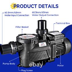 3.0 HP High Flow In/Above Ground Swimming Pool Pump with Strainer Filter Basket