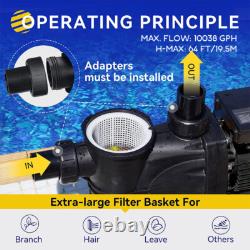 3.0 HP High Flow In/Above Ground Swimming Pool Pump with Strainer Filter Basket