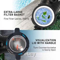 3.0 HP High Flow In/Above Ground Swimming Pool Pump with Strainer Filter Basket