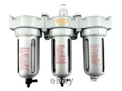 3/8 Mid Flow Inline Compressed Air Filter Clean system 3 Stage Manual Drain