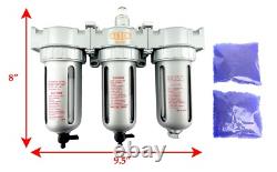 3/8 Mid Flow Inline Compressed Air Filter Clean system 3 Stage Manual Drain