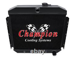 3 Row AAR Champion Black Finish Radiator for 1955 1956 Bel Air 6 Cyl Mount