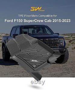 3W All Weather Floor Liners Mats for 2015-2023 Ford F-150 Super Crew Cab TPE