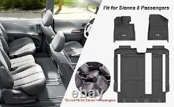 3W Heavy Duty All-Weather Floor Mats Set For 2021-2023 Toyota Sienna 8 Seat TPE