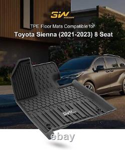 3W Heavy Duty All-Weather Floor Mats Set For 2021-2023 Toyota Sienna 8 Seat TPE