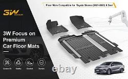 3W Heavy Duty All-Weather Floor Mats Set For 2021-2023 Toyota Sienna 8 Seat TPE