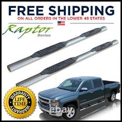 4inch Steps Nerf Bars Running Boards for 2007-2018 Silverado Sierra Crew Cab