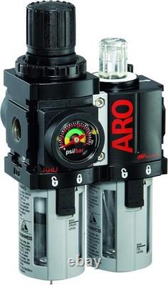 ARO C38121-600-VS Air Filter-Regulator-Lubricator 1/4 NPT, Black/Gray