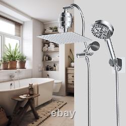 All Metal 10'' Dual Filtered Rainfall Shower Head Combo, High Pressure Handheld