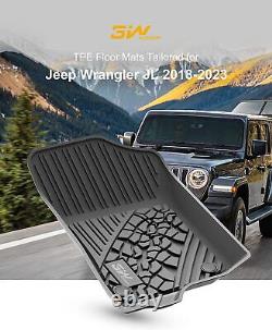 All Weather Floor Mats Liners for 2018-2023 Jeep Wrangler JL 4Door Black TPE Set
