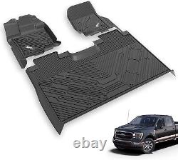 All Weather Floor Mats for 2015-2023 Ford F150 SuperCrew Cab Front Rear 3PCS Set