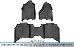All Weather TPE Floor Mats Liners for 2019-21 RAM 2500 3500 Crew Cab Set
