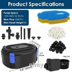 All-in-One Koi Pond Filter 200-500 Gal with Fountain Pump 550GPH