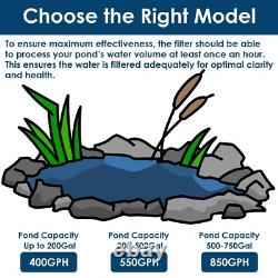 All-in-One Koi Pond Filter 200-500 Gal with Fountain Pump 550GPH