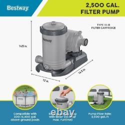 Bestway 2,500 Gallon Filter Pump withCustomizable Timer, Filter Cartridge, Adapters