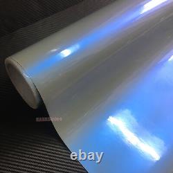 Blue All / Pearl Gloss Rainbow Mirror Chrome Chameleon Car Vinyl Wrap Sticker US