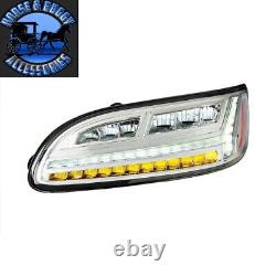 Chrome 6 all LED Headlight For Peterbilt 386 2005-2015 & 387 1999-2010 pair new