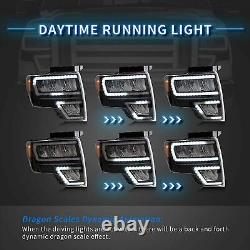 For 09-14 Ford F150 F-150 Full LED Reflector Headlights Withsequential turn signal