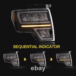 For 09-14 Ford F150 F-150 Full LED Reflector Headlights Withsequential turn signal