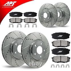 Front & Rear Zinc Drill/Slot Brake Rotors + Pads for INFINITI QX50 2016-2017