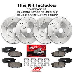 Front & Rear Zinc Drill/Slot Brake Rotors + Pads for INFINITI QX50 2016-2017