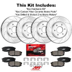Front & Rear Zinc Drill/Slot Brake Rotors + Pads for Toyota 4Runner 2010-2020