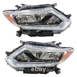 Headlight Headlamp WithLED DRL WithALL BULBS For 2014-2016 Nissan Rogue RH&LH