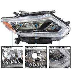 Headlight Headlamp WithLED DRL WithALL BULBS For 2014-2016 Nissan Rogue RH&LH