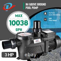 In/Above Ground Pool Pump, 3HP, High Flow with Motor Strainer Filter Basket