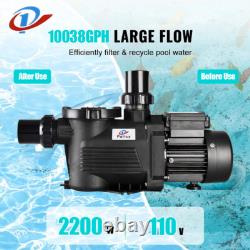 In/Above Ground Pool Pump, 3HP, High Flow with Motor Strainer Filter Basket
