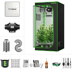 VIVOSUN Complete Grow Tent Kit with LED grow light 100w 200w 400w, WithInline Fan Kit
