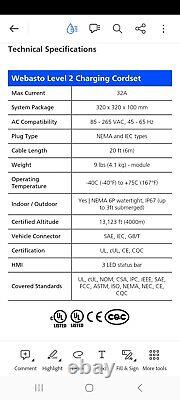 WEBASTO Level 2 Portable EV Charger ALL Vehicles