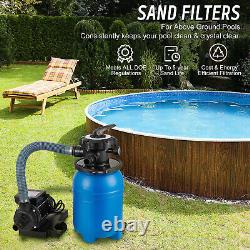 10 Filtres à sable hors sol avec pompe de piscine 1/3HP et un débit de 2640GPH jusqu'à 10000 gallons.