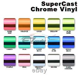 15 couleurs SuperCast Facile Stretch Chrome Vinyle Voiture Wrap Bulle Gratuit Autocollant Film