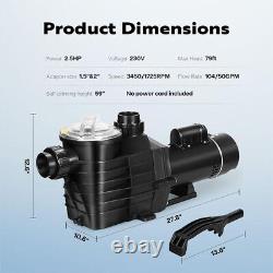 2,5 CV Pompe de piscine auto-amorçante pour piscine hors sol/encastrée à deux vitesses 230V avec préfiltre