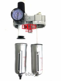 Filtre Régulateur Huileur Séparateur Lubrificateur Combo 1/2 Air avec Drainage Automatique
