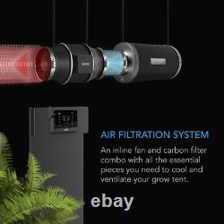 Kit de filtration de l'air PRO 4, ventilateur en ligne, contrôleur AI et filtre à charbon expédié de