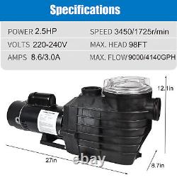 Pompe de piscine enterrée 2,5 HP à 2 vitesses 9000/4140 GPH 2 NPT 230V Hayward Repl