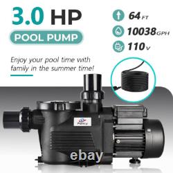 Pompe de piscine hors-sol/sous-sol, 3CV, débit élevé avec panier filtre à tamis moteur
