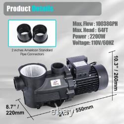 Pompe de piscine hors-sol/sous-sol, 3CV, débit élevé avec panier filtre à tamis moteur