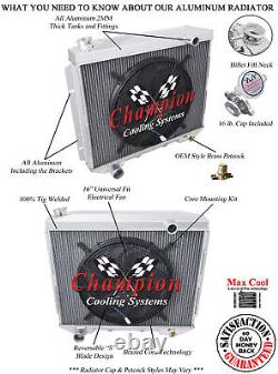 Radiateur en aluminium Champion à 3 rangées avec ventilateur de 16 pouces pour moteur V8 de Ford Galaxie 1959