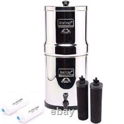 Système de filtration d'eau Berkey 2 filtres noirs BB9-2 et avec filtres PF-2 Fluoride tout neuf