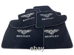 Tapis de sol noirs pour Bentley Continental GT avec couture blanche personnalisée Bentley