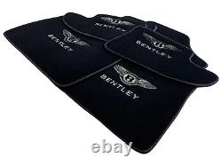 Tapis de sol noirs pour Bentley Continental GT avec couture blanche personnalisée Bentley